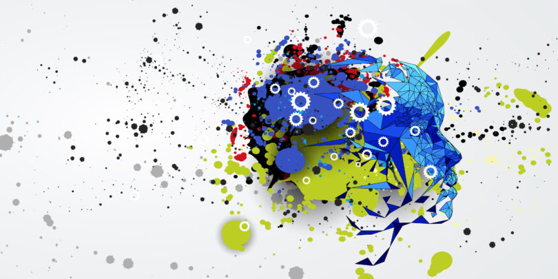 Conceptual technology illustration of artificial intelligence. Abstract futuristic background.