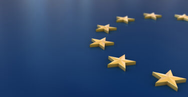3D European Union flag background.