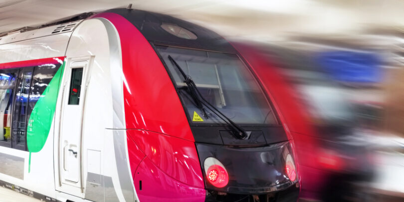Modern Fast Passenger Train. Motion effect.