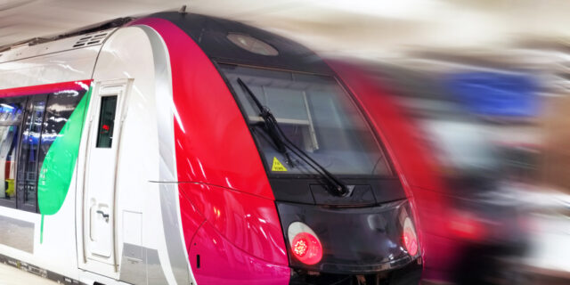 Modern Fast Passenger Train. Motion effect.