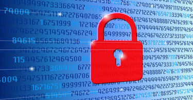 Abstrakter Computer-Hintergrund mit Code und Schloss – Sicherheitskonzept.